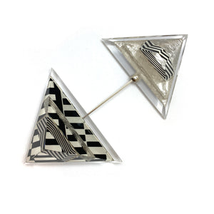 Op Art and Silver Triangle Double Ended Stick Pin-Pins-Jennifer Merchant-Pistachios