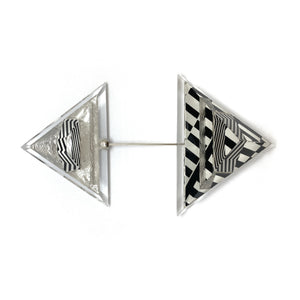 Op Art and Silver Triangle Double Ended Stick Pin-Pins-Jennifer Merchant-Pistachios