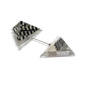 Op Art and Silver Triangle Double Ended Stick Pin-Pins-Jennifer Merchant-Pistachios