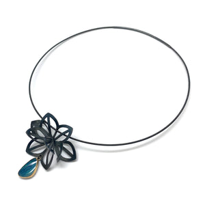 Opal Dahlia Origami Necklace-Necklaces-Karin Jacobson-Pistachios