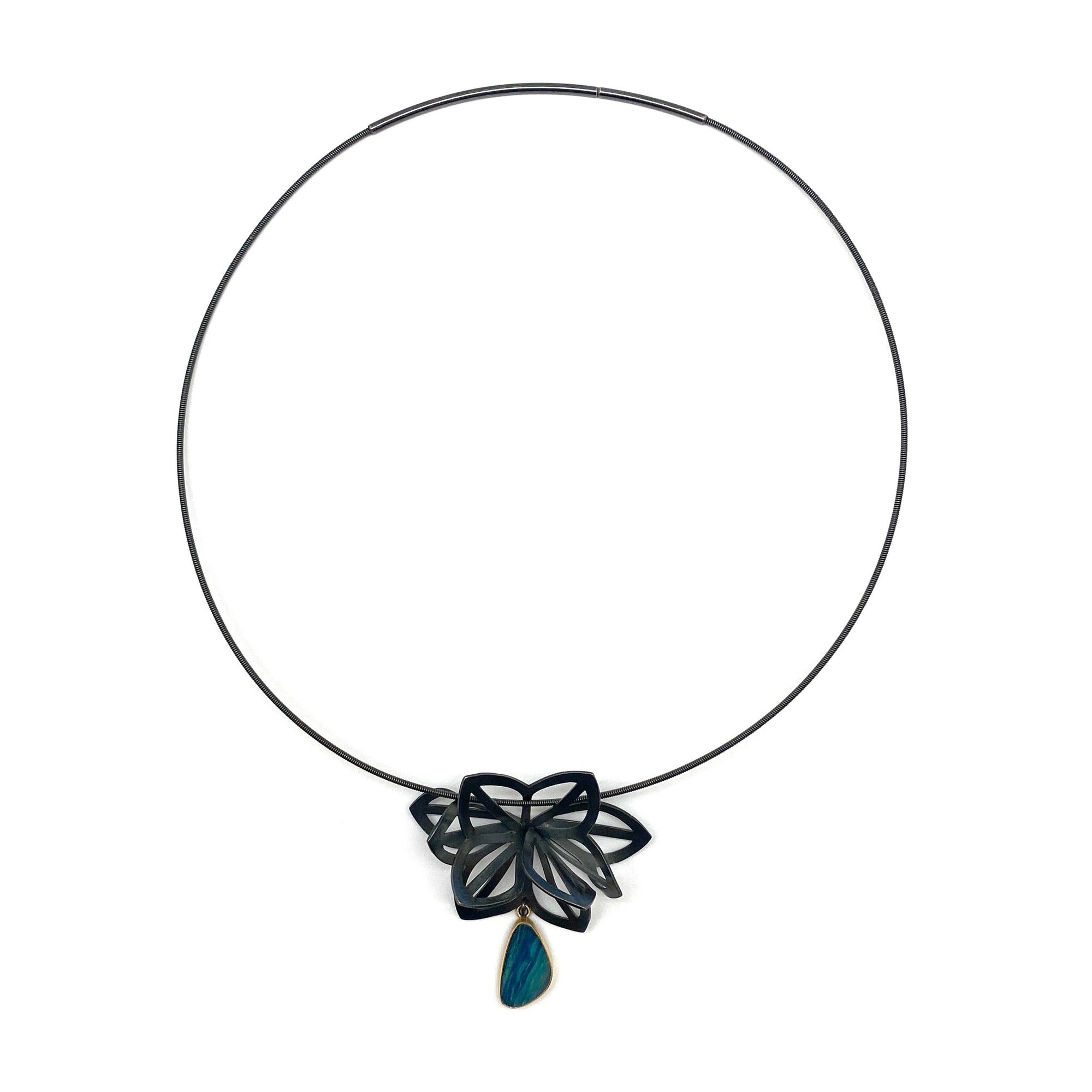 Opal Dahlia Origami Necklace-Necklaces-Karin Jacobson-Pistachios