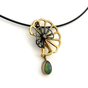 Opal Double Cloud Fold Convertible Pendant and Pin-Necklaces-Karin Jacobson-Pistachios