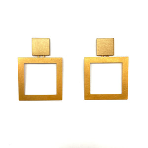 Open Square Gold Vermeil Earrings-Earrings-Petra Meiren-Pistachios