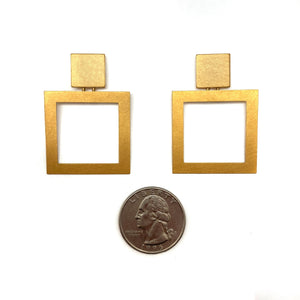 Open Square Gold Vermeil Earrings-Earrings-Petra Meiren-Pistachios