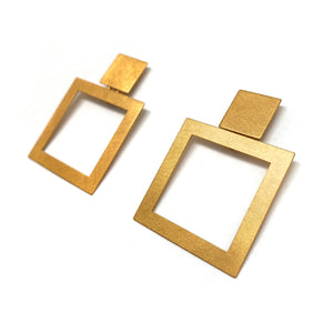 Open Square Gold Vermeil Earrings-Earrings-Petra Meiren-Pistachios