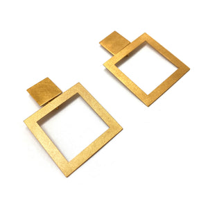 Open Square Gold Vermeil Earrings-Earrings-Petra Meiren-Pistachios