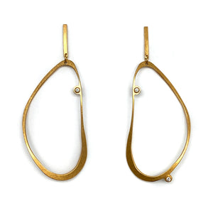 Organic Gold and CZ Dangle Earrings-Earrings-Aleksandra Przybysz-Pistachios