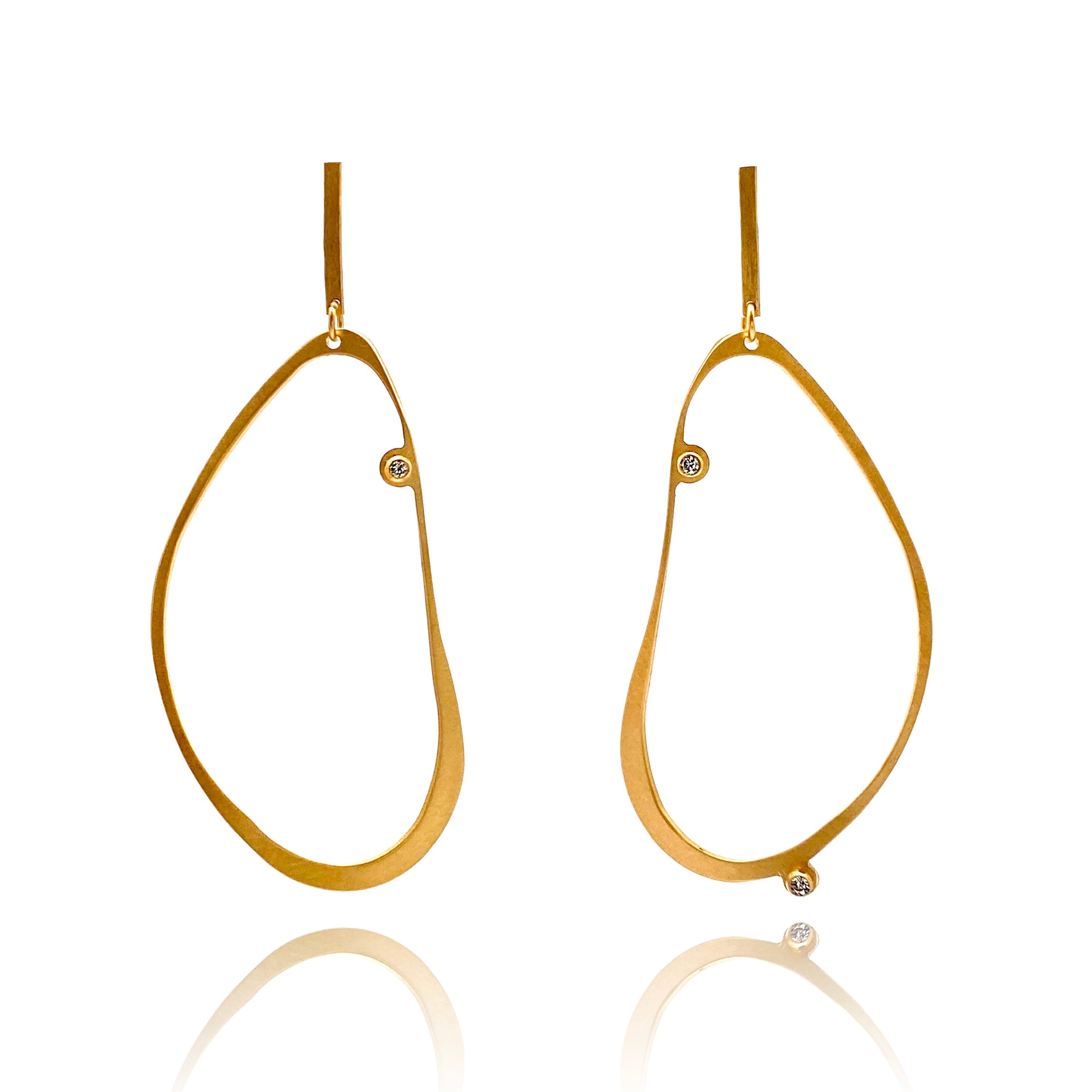 Organic Gold and CZ Dangle Earrings-Earrings-Aleksandra Przybysz-Pistachios