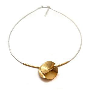 Organic Golden Petal Necklace-Necklaces-Anna Krol-Pistachios