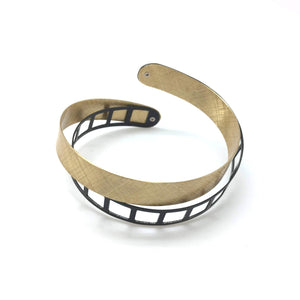 Oxidized Silver and Gold Vermeil Film Strip Bracelet-Bracelets-Mariusz Fatyga-Pistachios