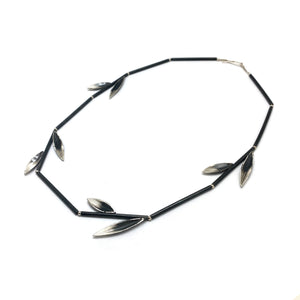 Oxidized Sterling Silver Leaf Necklace-Necklaces-Marcin Tyminski-Pistachios