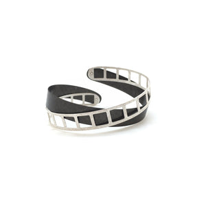 Oxidized and Bright Silver Film Strip Bracelet-Bracelets-Mariusz Fatyga-Pistachios