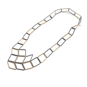 Oxidized and Gold Geometric Necklace-Necklaces-Emilie Pritchard-Pistachios