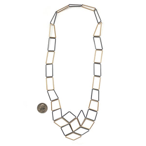 Oxidized and Gold Geometric Necklace-Necklaces-Emilie Pritchard-Pistachios