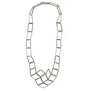 Oxidized and Gold Geometric Necklace-Necklaces-Emilie Pritchard-Pistachios