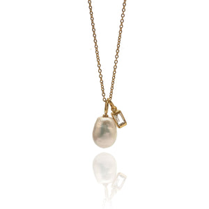 Pearl and White Topaz Necklace-Necklaces-Fritz Heiring-Pistachios