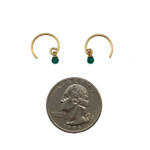 Petite Gold and Green Onyx Hoop Earrings-Earrings-Julia Cabral-Pistachios