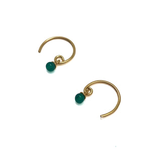 Petite Gold and Green Onyx Hoop Earrings-Earrings-Julia Cabral-Pistachios