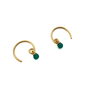 Petite Gold and Green Onyx Hoop Earrings-Earrings-Julia Cabral-Pistachios