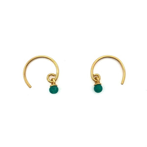 Petite Gold and Green Onyx Hoop Earrings-Earrings-Julia Cabral-Pistachios