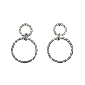 Petite Silver Double Hoop Earrings-Earrings-Julia Cabral-Pistachios