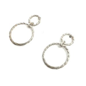 Petite Silver Double Hoop Earrings-Earrings-Julia Cabral-Pistachios