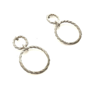 Petite Silver Double Hoop Earrings-Earrings-Julia Cabral-Pistachios