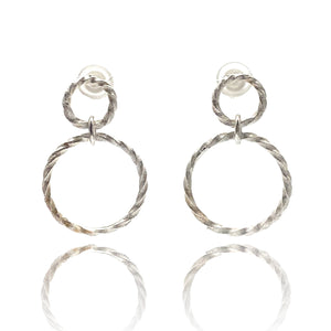 Petite Silver Double Hoop Earrings-Earrings-Julia Cabral-Pistachios