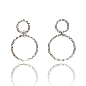 Petite Silver Double Hoop Earrings-Earrings-Julia Cabral-Pistachios