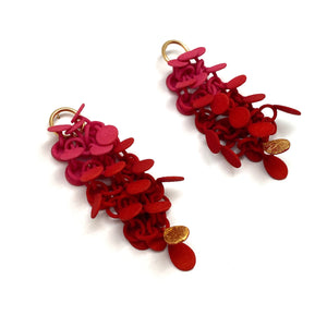 Pink Gradient And Gold Leaf Dangle Earrings-Earrings-Eve Balashova-Pistachios