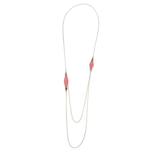 Pink Layered Nylon Bulb Necklace-Necklaces-Dorine Decayeux-Pistachios