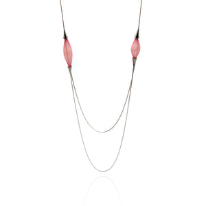 Pink Layered Nylon Bulb Necklace-Necklaces-Dorine Decayeux-Pistachios