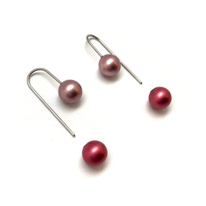 Pink Sphere Earrings-Earrings-Reinhard Gremli-Pistachios