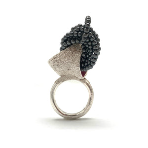 Pink and Hematite Statement Ring-Rings-Sabine Müller-Pistachios