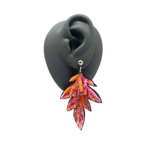 Pink and Orange Layered Aluminum Leaf Earrings-Earrings-Eunseok Han-Pistachios