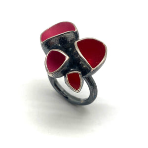 Pink and Oxidized Silver Ring-Rings-Sabine Müller-Pistachios