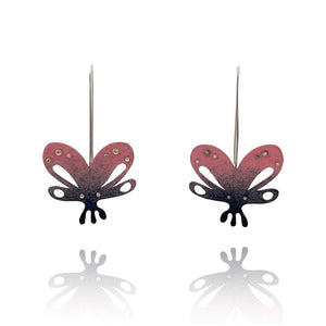 Pink and Purple Butterfly Earrings-Earrings-Jillian Vang-Pistachios