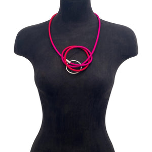 Pink and Silver Accent Knot Necklace-Necklaces-Gilly Langton-Pistachios