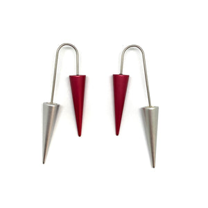 Pink and Silver Cone Earrings-Earrings-Reinhard Gremli-Pistachios