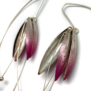 Pink and Silver Ombré Leaf Earrings-Earrings-Marcin Tyminski-Pistachios