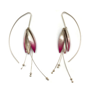 Pink and Silver Ombré Leaf Earrings-Earrings-Marcin Tyminski-Pistachios