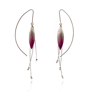 Pink and Silver Ombré Leaf Earrings-Earrings-Marcin Tyminski-Pistachios