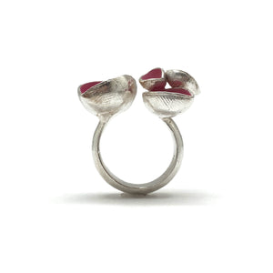 Pink and Silver Open Faced Ring-Rings-Sabine Müller-Pistachios