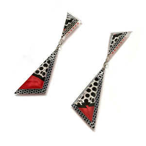 Pop Art Double Triangle Drop Earrings-Earrings-Jennifer Merchant-Pistachios