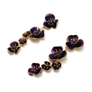 Purple Five Flower Post Earrings-Earrings-Georgia Charal-Pistachios