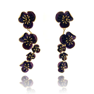 Purple Five Flower Post Earrings-Earrings-Georgia Charal-Pistachios