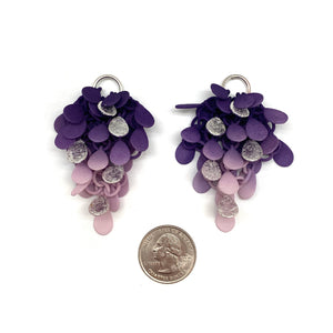 Purple Gradient And Silver Leaf Dangle Earrings-Earrings-Eve Balashova-Pistachios