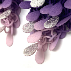 Purple Gradient And Silver Leaf Dangle Earrings-Earrings-Eve Balashova-Pistachios