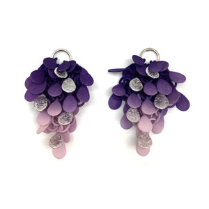 Purple Gradient And Silver Leaf Dangle Earrings-Earrings-Eve Balashova-Pistachios