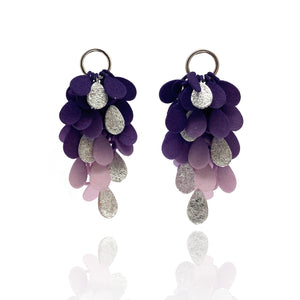 Purple Gradient And Silver Leaf Dangle Earrings-Earrings-Eve Balashova-Pistachios